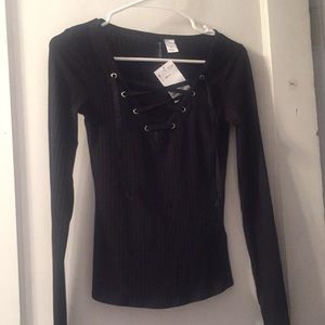 Black lace up top